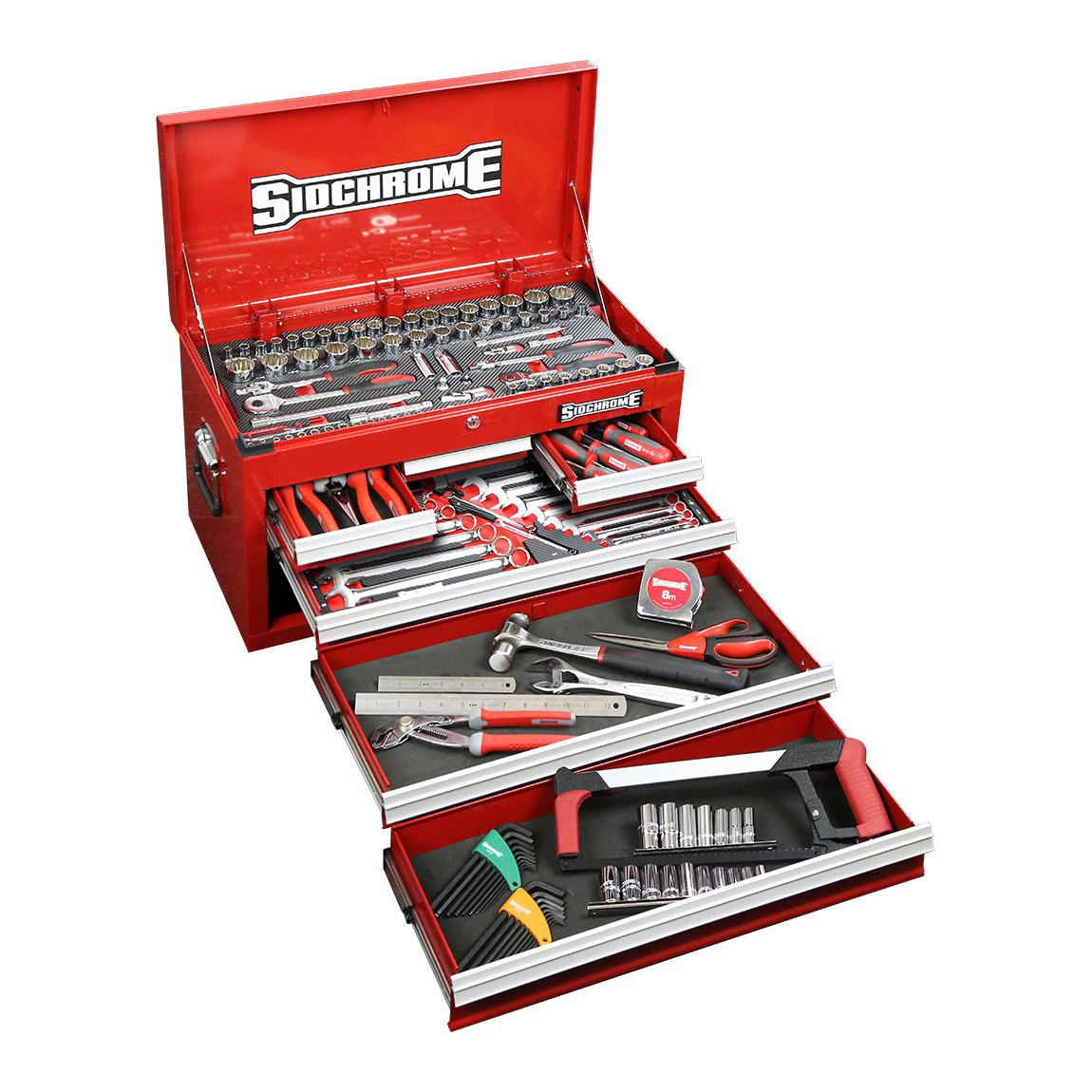162 Piece Met A/F Tool Kit Top Chest - SIDCHROME Tools & Tool Storage